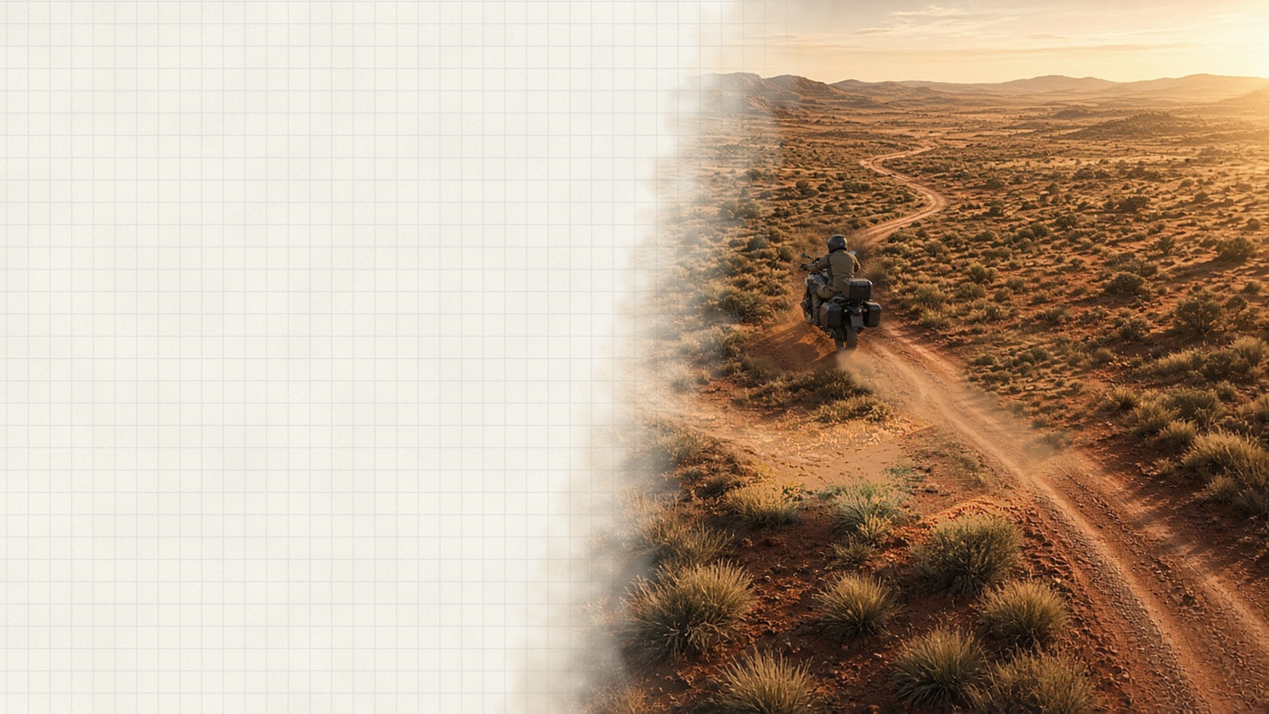 Outback track with a planned route drawn on paper